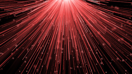 Red glowing particles shower falls down with moving particles, An elegant and deep abstract stage...