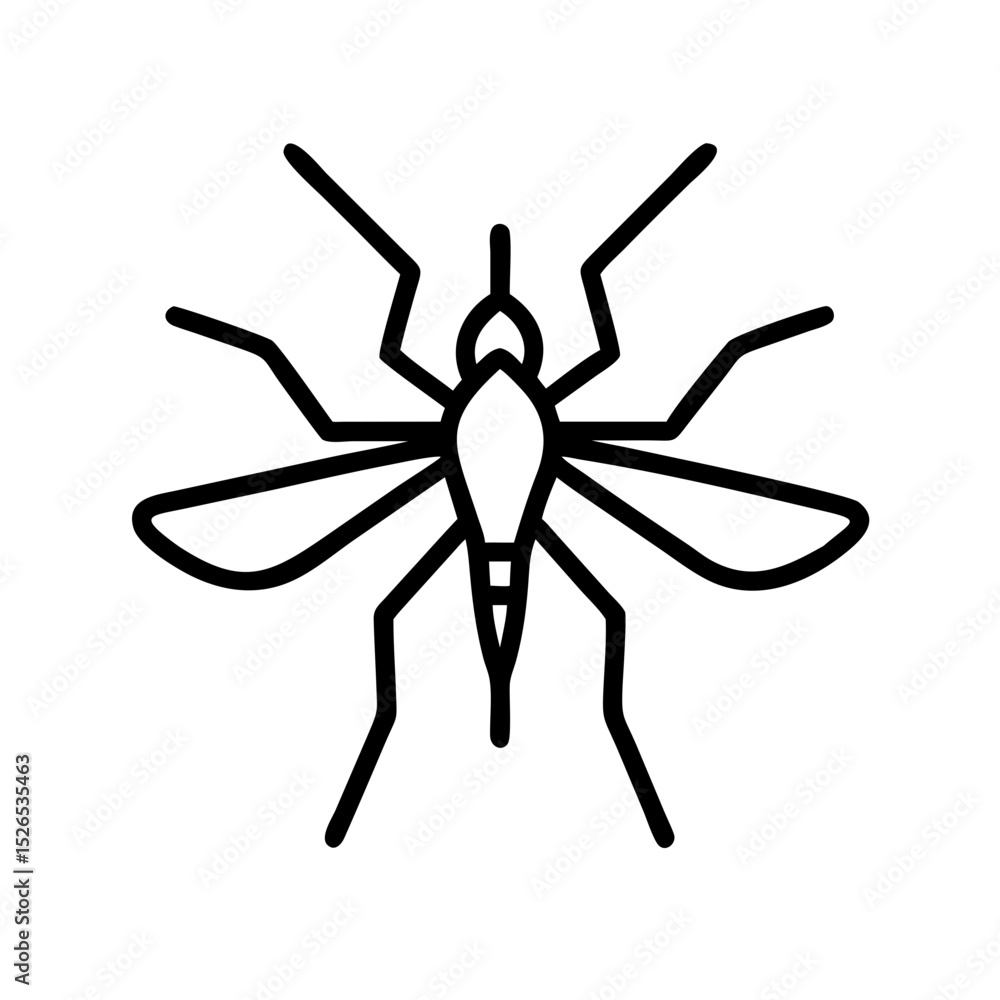 Poster simple line drawing of a mosquito in minimalist style