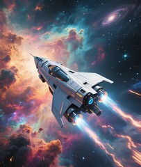 Obraz premium Arrowhead Racer Speeding Through the Nebula