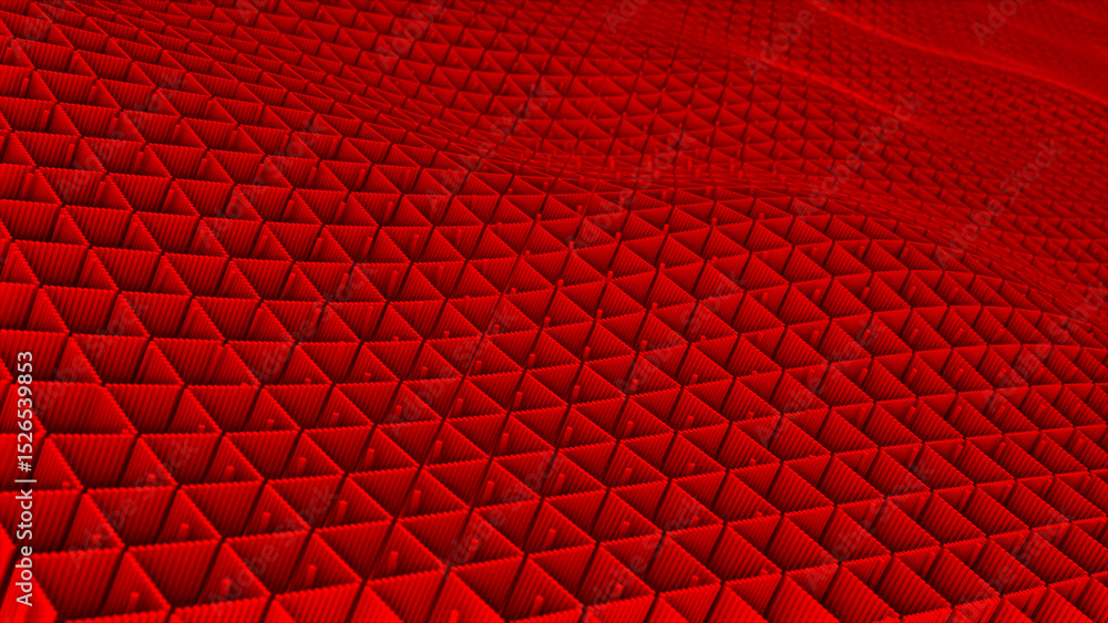 Aufkleber red color 3d cube forming wave pattern simple and classy background, minimal shapes geometrical back