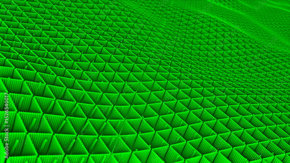 Poster green color 3d cube forming wave pattern simple and classy background, minimal shapes geometrical ba