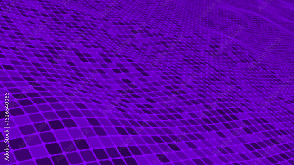 Poster abstract digital purple color wave with lines and dots wave background, digital big data wave techno