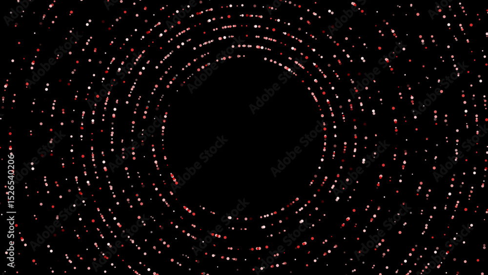 Poster sci-fi futuristic circular dots background for logo reveal or intro, colorful dots rotating on black