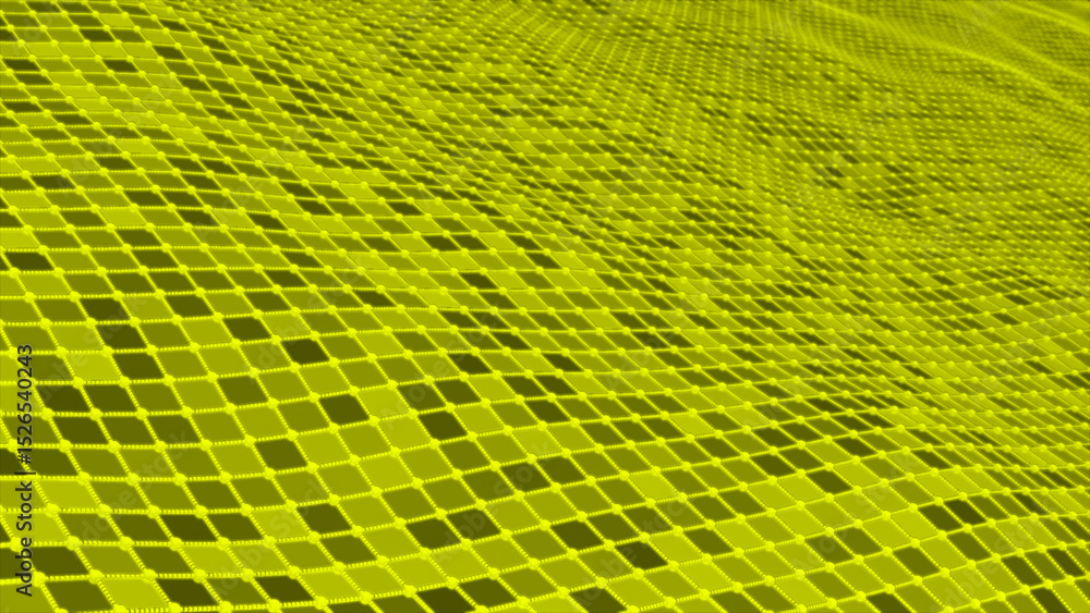 Aufkleber abstract digital yellow color wave with lines and dots wave background, digital big data wave techno