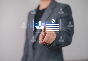 HR Business people use human resources effectively to find people who provide data management and marketing services for teamwork and professional use of technology.
