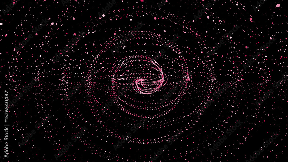 Poster colorful big data futuristic circular dots floating on black background, futuristic circular dots ba