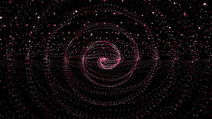 colorful big data futuristic circular dots floating on black background, futuristic circular dots background