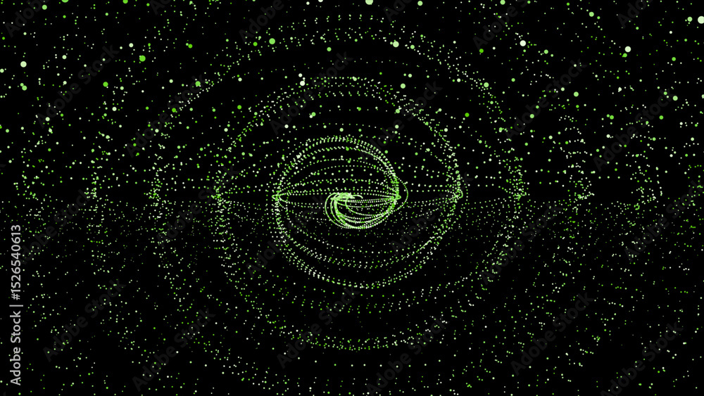 Poster colorful big data futuristic circular dots floating on black background, futuristic circular dots ba