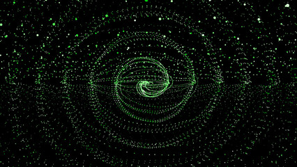 colorful big data futuristic circular dots floating on black background, futuristic circular dots background