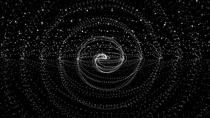 colorful big data futuristic circular dots floating on black background, futuristic circular dots background