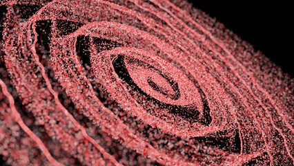 Rotating circular dots in swirl pattern futuristic cyber background, Sci-fi circular dots bokeh...