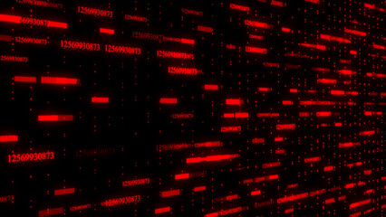 Motion graphic of digital technologic background.3D Big Data Digital binary code particles with futuristic matrix. Technological and connection motion background