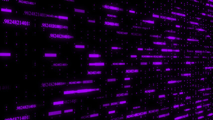 Motion graphic of digital technologic background.3D Big Data Digital binary code particles with...