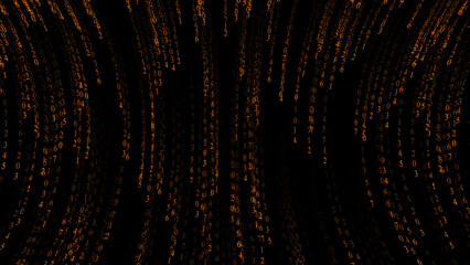 Digital Cyberspace with matrix numbers rain and Digital Data Network Connections. Cyber digital numbers futuristic background