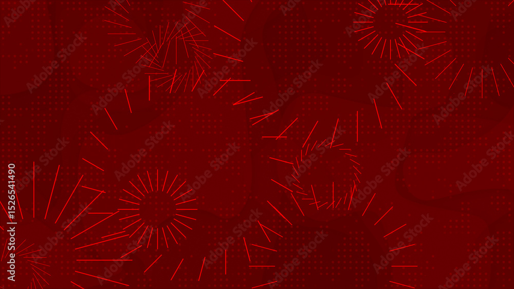 Aufkleber abstract pattern red color exploding lines geometrical background, circular dots abstract background