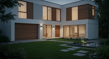 Modern home with subtle nocturnal glow
