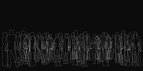 Obraz premium A group of people are shown in a black and white photo. The photo is of a crowd of people, but the people are not clearly visible