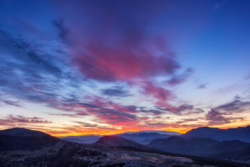 Puesta sol Sierras subbéticas, Priego de Córdoba