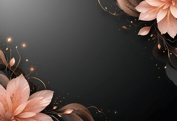 Floral background featuring vibrant pink flowers against a deep black backdrop.