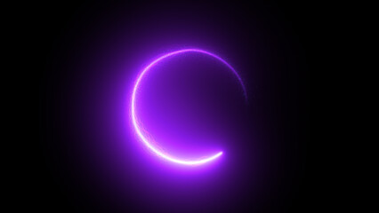 Purple glowing particles element rotating in circular motion on black background, element for intro , logo reveal , video opener