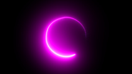 Pink glowing particles element rotating in circular motion on black background, element for intro , logo reveal , video opener