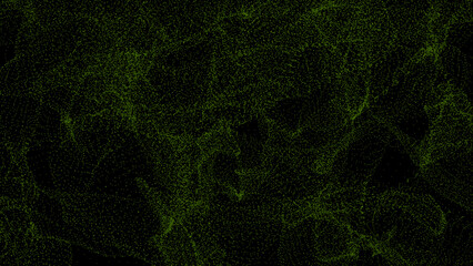 Abstract noisy and grainy dust particles background, Lime green moving particles dark background
