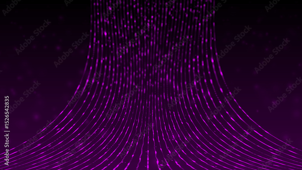 Poster digital flowing of hi-tech 3d data stream through cyber space, glowing sci-fi digital particles tech