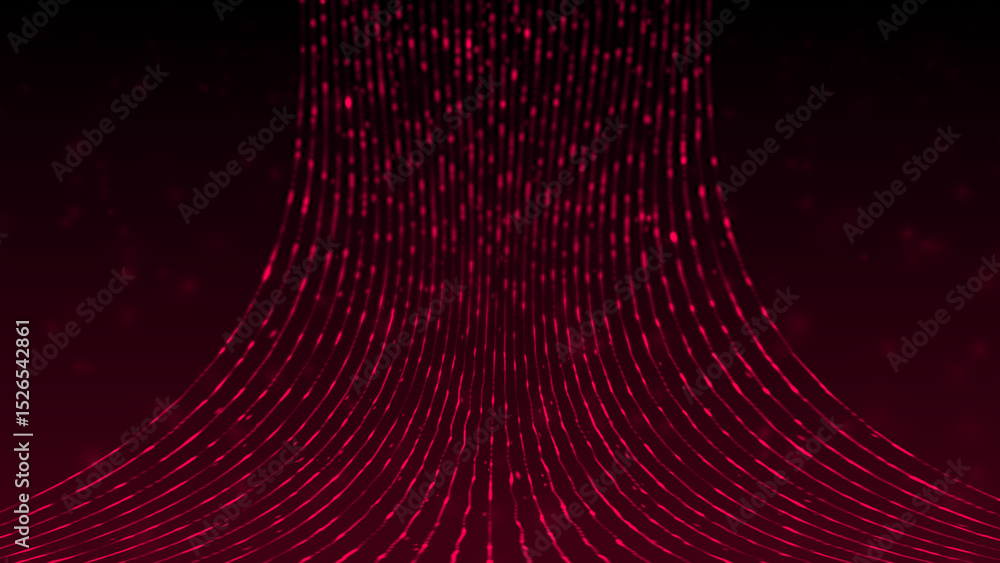 Poster digital flowing of hi-tech 3d data stream through cyber space, glowing sci-fi digital particles tech