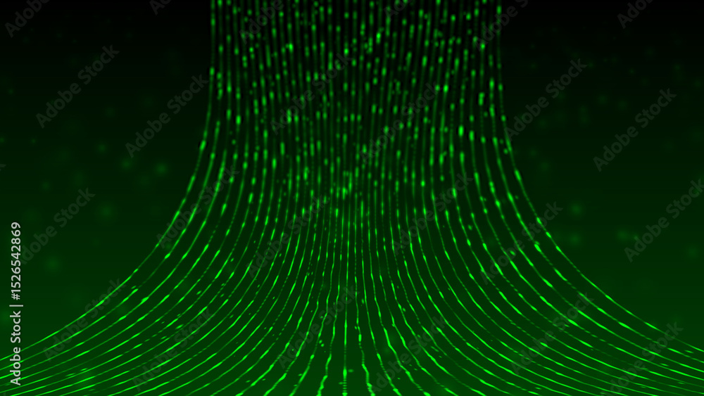 Poster digital flowing of hi-tech 3d data stream through cyber space, glowing sci-fi digital particles tech