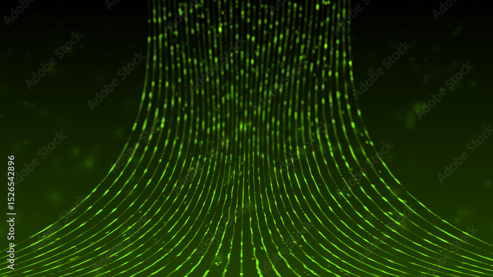 Poster digital flowing of hi-tech 3d data stream through cyber space, glowing sci-fi digital particles tech