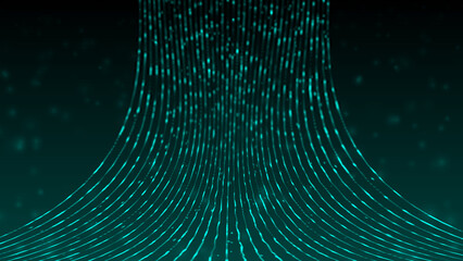 Digital flowing of hi-tech 3d data stream through cyber space, glowing sci-fi digital particles...