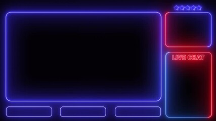 Intermission Stream Overlay Animated, Neon Sign looping facecam and chat for live streaming - Powered by Adobe