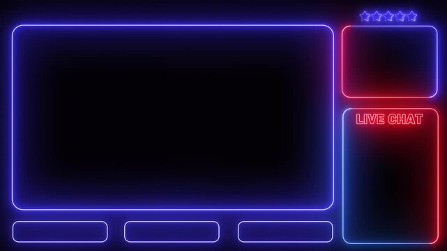 Intermission Stream Overlay Animated, Neon Sign looping facecam and chat for live streaming
