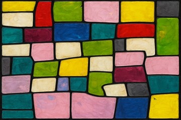 Colorful Abstract Mosaic &ndash; AI Enhanced Marker & Acrylic Art