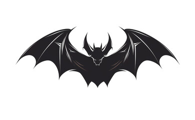 Black bat cartoon drawing on white background