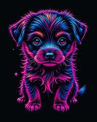  Stylized neon dog design on a dark background, emphasizing the glowing effect and contemporary aesthetic.