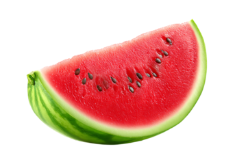 Juicy watermelon slice isolated on black background summer fruit, On Transparent Background