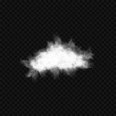 White realistic isolated steam or cloud on transparent background. Cloud, nature sky or food smoke symbol. Weather element or pattern art. Cloud texture, fire smoke wave, foggy nature. Cloud png