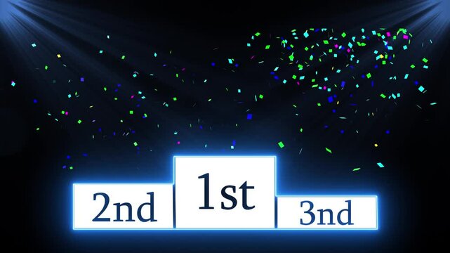 Stage Award Podium Celebration with Confetti and Spotlight 1st 2nd 3rd Place Ranking Animation