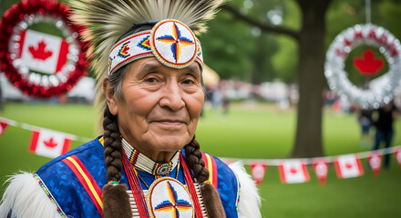 Indigenous Elder in Traditional Regalia, Canada