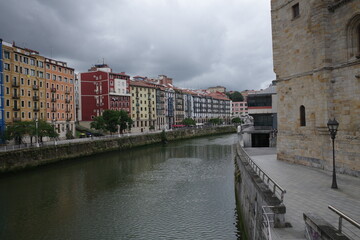 River in the city of Bilbao