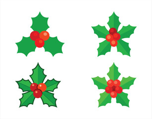 Christmas Holly Berry Icons Festive Vector Illustrations for Holiday Designs