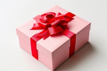 Obraz premium pink Gift Box with red Bow and Ribbons on a white background