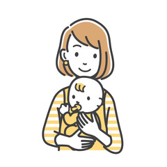 赤ちゃんを抱っこする若い主婦