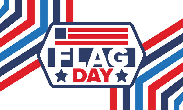 National Flag Day in United States. Holiday celebrated annual June 14 in USA. Patriotic style design with american flag. Poster, greeting card, banner and background. Vector illustration