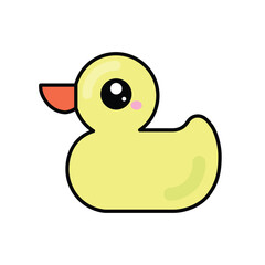 Rubber duck icon. Bath rubber duck isolated on white background. Baby toy. Vector illustration.