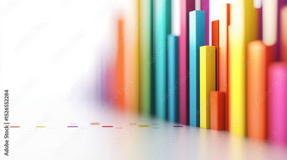 Aufkleber vibrant colorful bar graphs representing data trends modern office space digital art minimalist desi