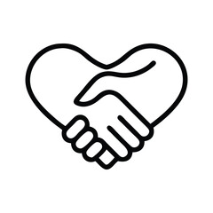 Handshake forming a heart shape symbol