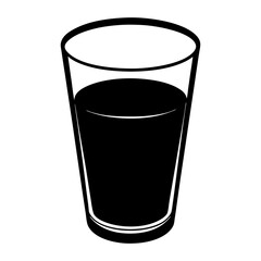 Clear beverage glasses of water, milk, and juice are isolated on a white background silhouette vector icon illustration minimalist black