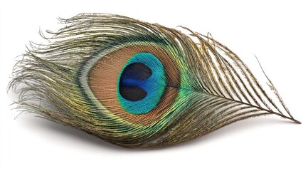 Peacock feather, vibrant colors,  eye-catching design